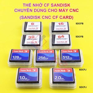 Thẻ CF Sandisk cho máy CNC, model: SDCFB và SDCFJ, tốc độ 133x, dung lượng: 8MB /16MB /32MB /64MB /128MB /256MB /512MB /1GB /2GB... R 20MB/s W 16MB/s