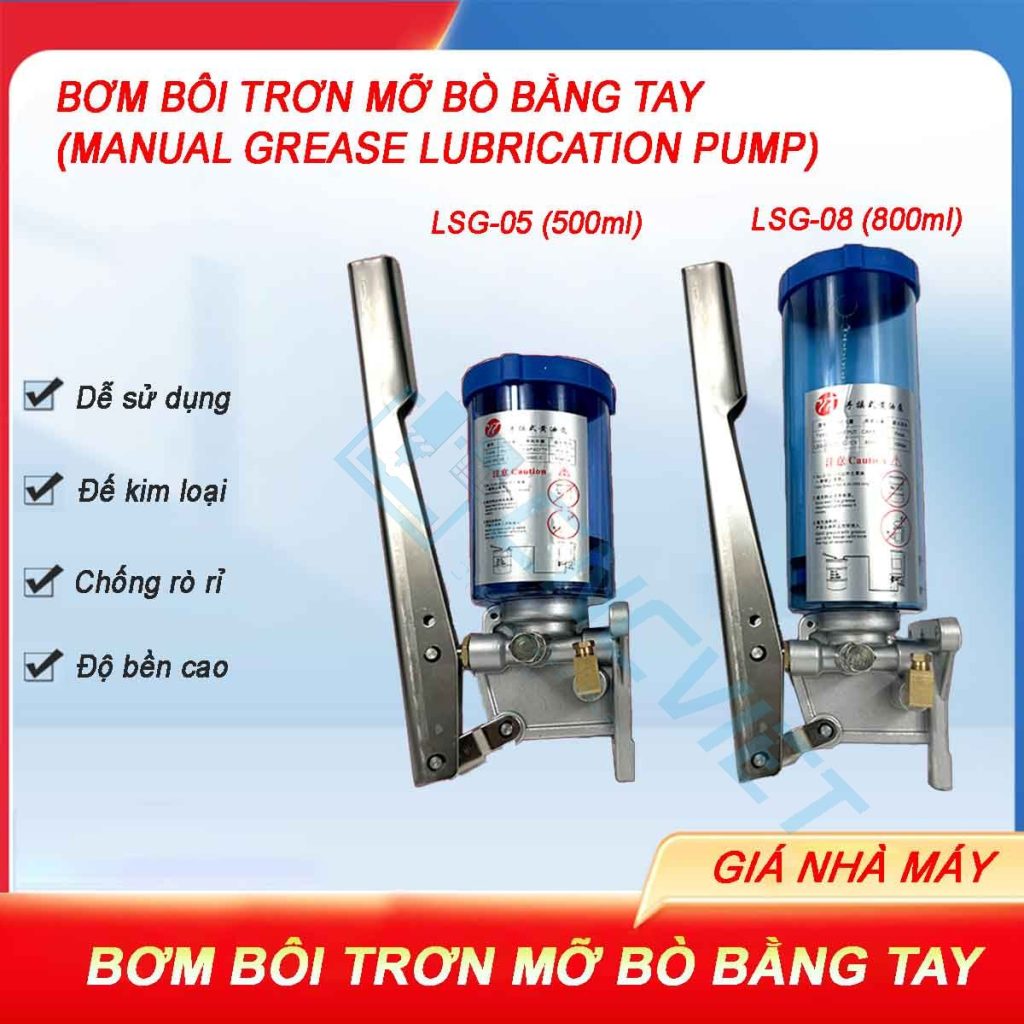 BƠM MỠ TAY ĐẾ NHÔM ĐÚC 10MPA CỰC PHẨM CNC