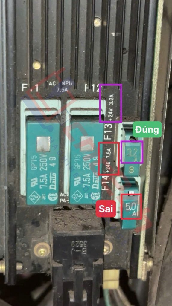 Cầu chì bị lắp sai dòng điện và hỏng